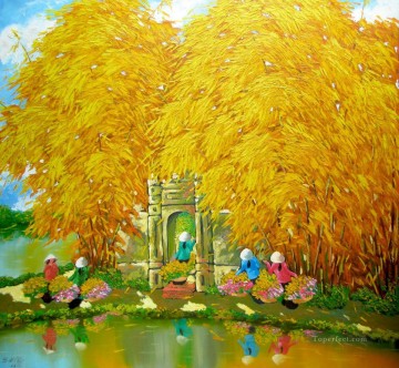 秋の池 DNS6 ベトナム アジアン Oil Paintings